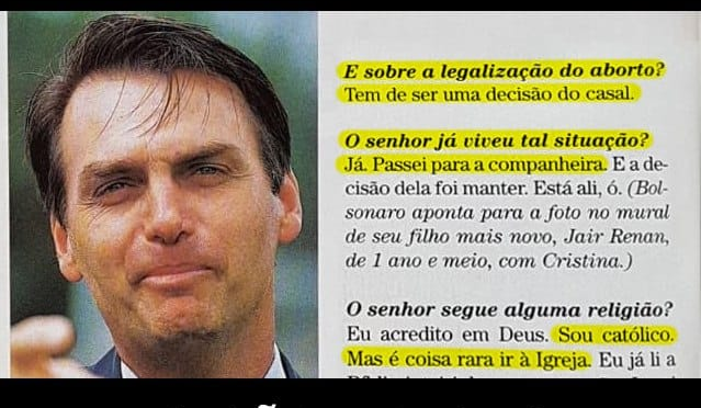 Bolsonaro é maçônico, abortista, já praticou zoofilia  e confessou o desejo de comer carne humana